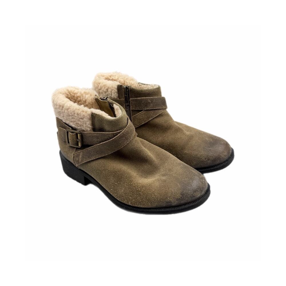 Ugg Benson Olive Green Waterproof Leather Wool Lined Warm Cozy Winter Booties